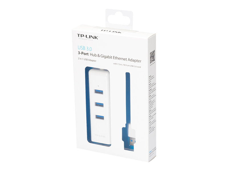 TP-LINK USB 3.0 to Gigabit Ethernet Network Adapter 3-Port USB 3.0 Hub 1 USB 3.0 connector 1 Gigabit Ethernet port 3 USB 3.0 ports