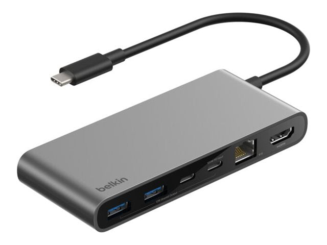 BELKIN Connect 8-in-1 USB-C Hub with Dual USB-C Ports - Silver