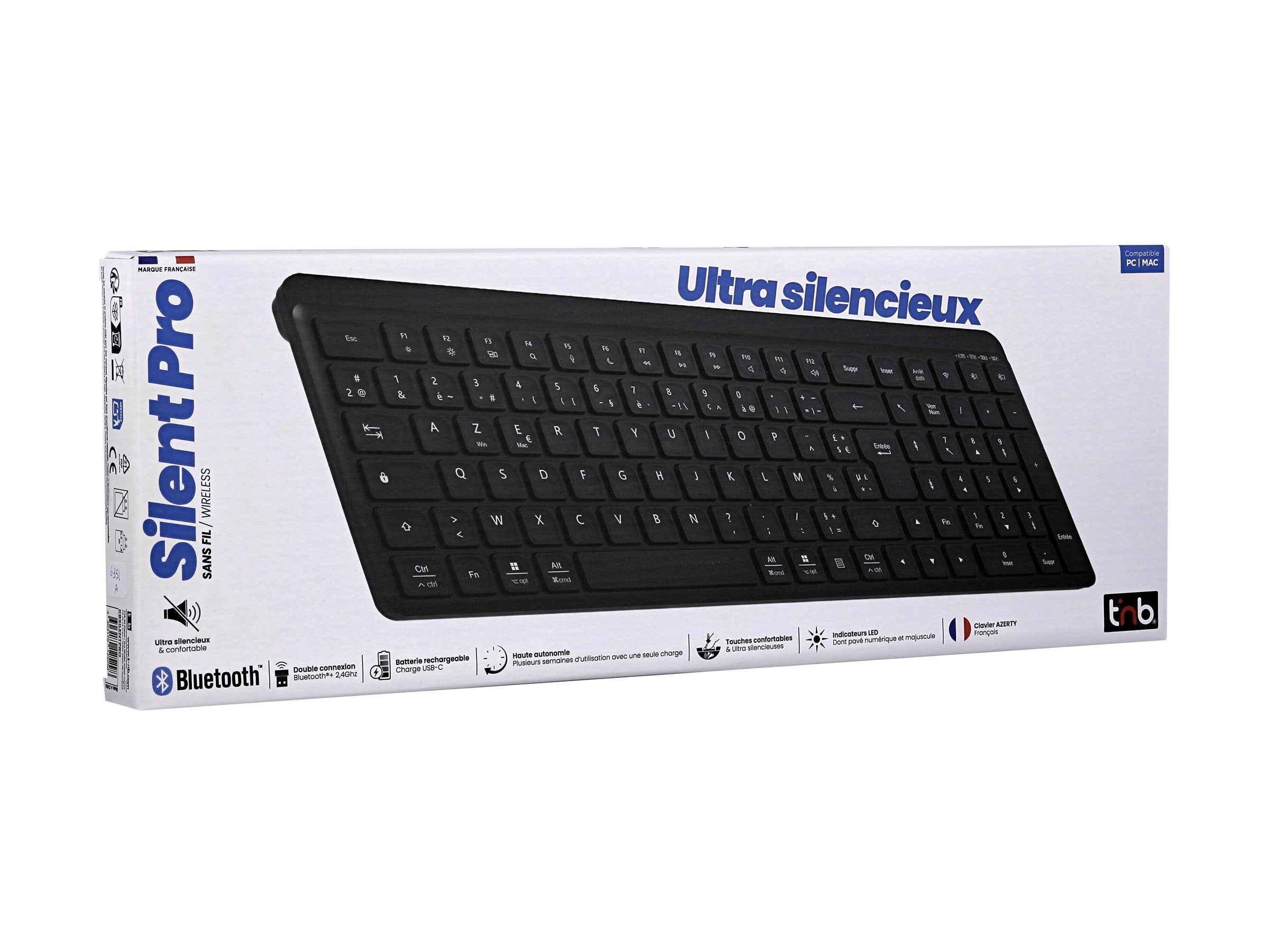 TNB SILENT PRO - Clavier sans fil rechargeable ultra silencieux - noir