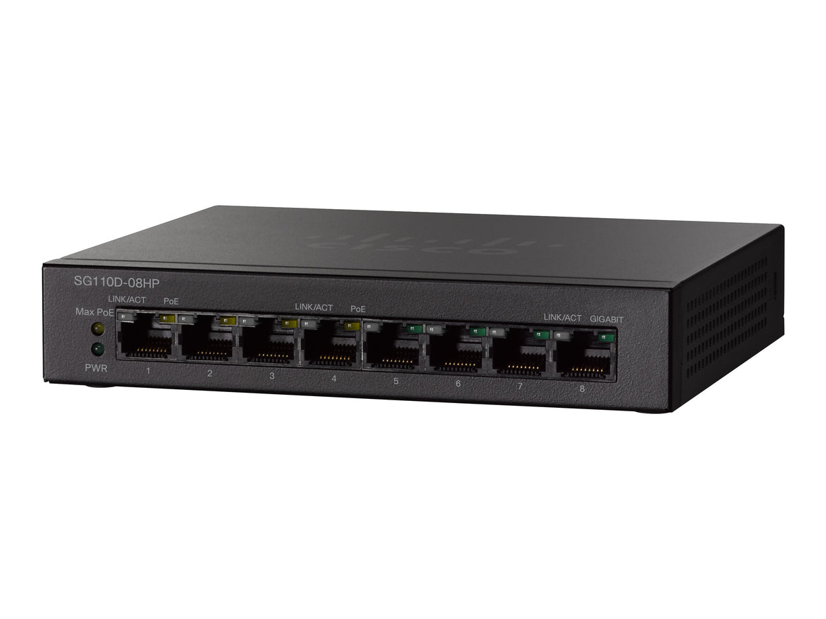 CISCO SG110D-08HP 8-PORT POE GIGABIT DESKTOP SWITCH REMANUFACTURED