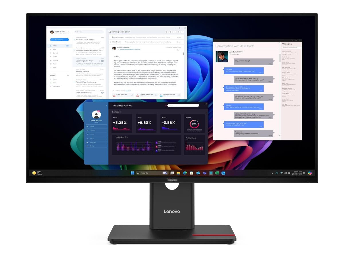 LENOVO ThinkVision T27UD-40 LED Écran 27p 3840x2160 4K 60Hz IPS 350cd/m2 1500:1 DisplayHDR 10 4ms HDMI DisplayPort USB-C Dock