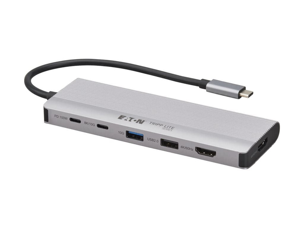 EATON Station daccueil de voyage Tripp Lite USB4 Multi-Display Vidéo 8K ou 4K/144Hz ports hub USB 3.2 Gen 2 10 Gbps recharge PD