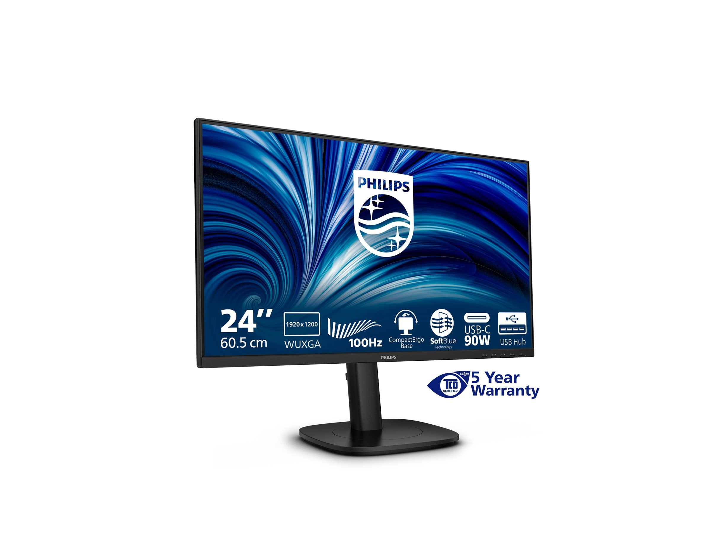 PHILIPS 24p 1920x1200 100Hz IPS Flat H/A 150 MM USB C DOCKING DISPLAY Daisy chain DICOM TUV EyeSafe certified USB HUB SPEAKERS