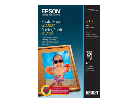 EPSON PHOTO  papier brillant A3 20 feuilles pack de 1