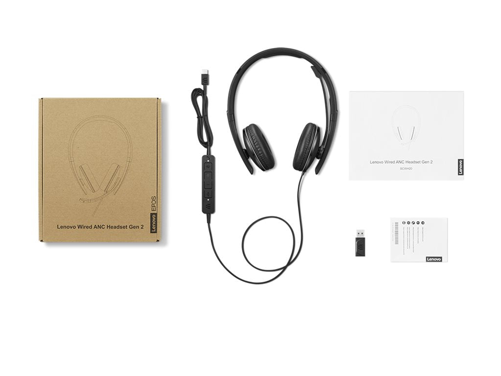 LENOVO - Gen 2 - Micro-casque - sur-oreille - filaire - USB-C - noir - certifié Zoom