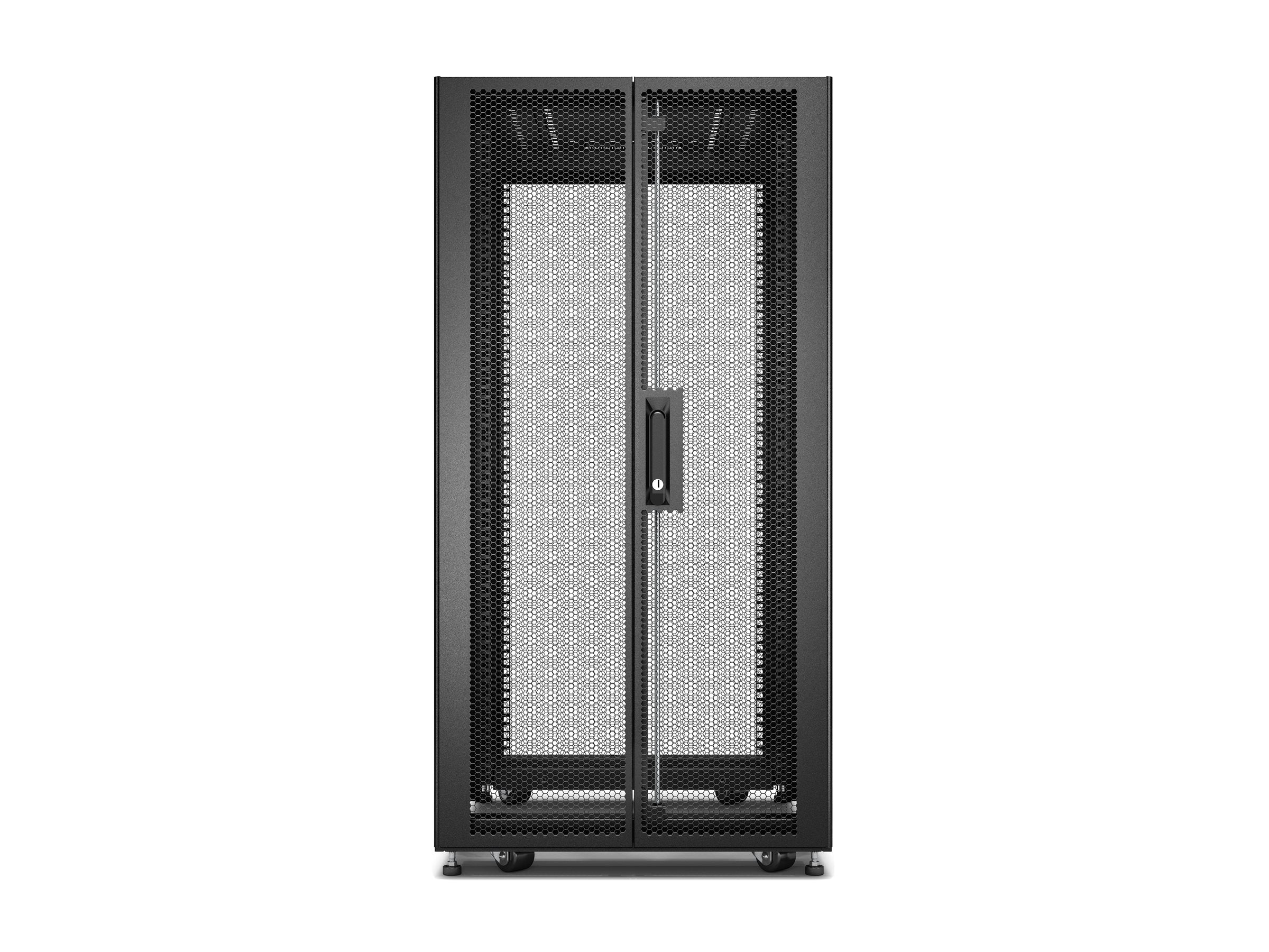 APC Easy Rack 600mm/24U/1000mm with Roof Side panel castors feet and 4 Brackets No Bottom black