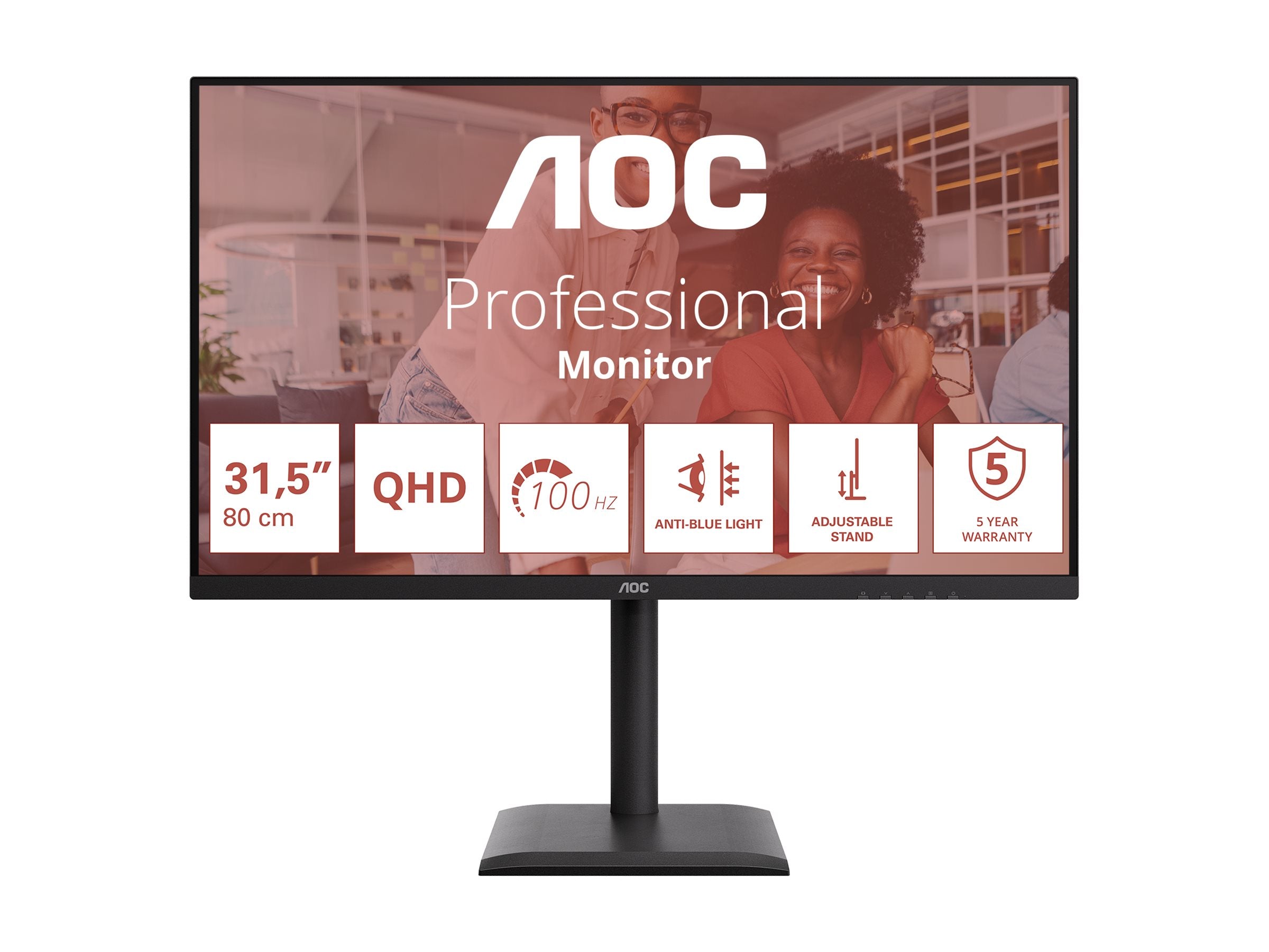 AOC Q32E4U écran LED - 32p - 2560 x 1440 QHD 100 Hz - IPS - 1000:1 - 4 ms - 2xHDMI, DP, HP , HAS , GAR 5 ans