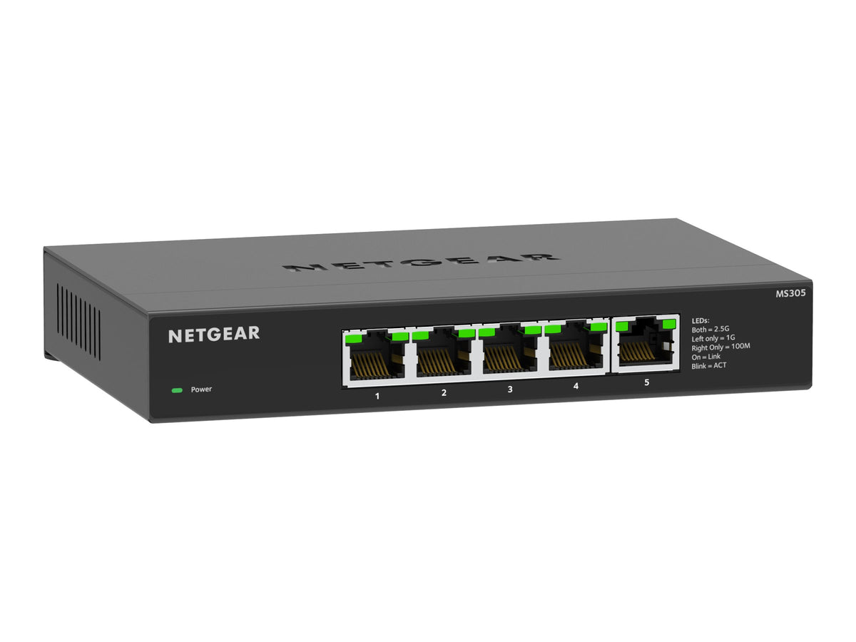 NETGEAR MS305 5-port multi-gig 2.5G Unmanaged Switch Metal Housing Fanless for Desktop and Wall Mounting