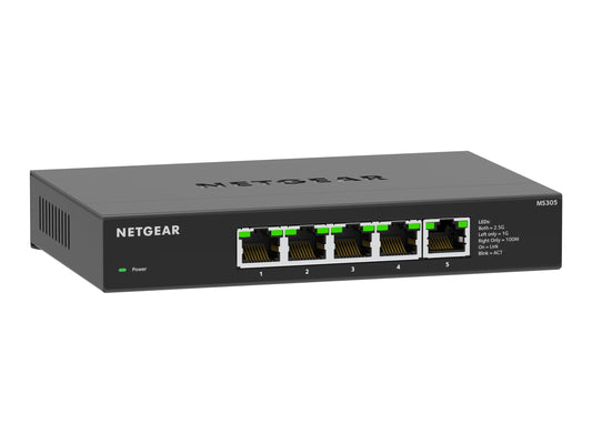 NETGEAR MS305 5-port multi-gig 2.5G Unmanaged Switch Metal Housing Fanless for Desktop and Wall Mounting