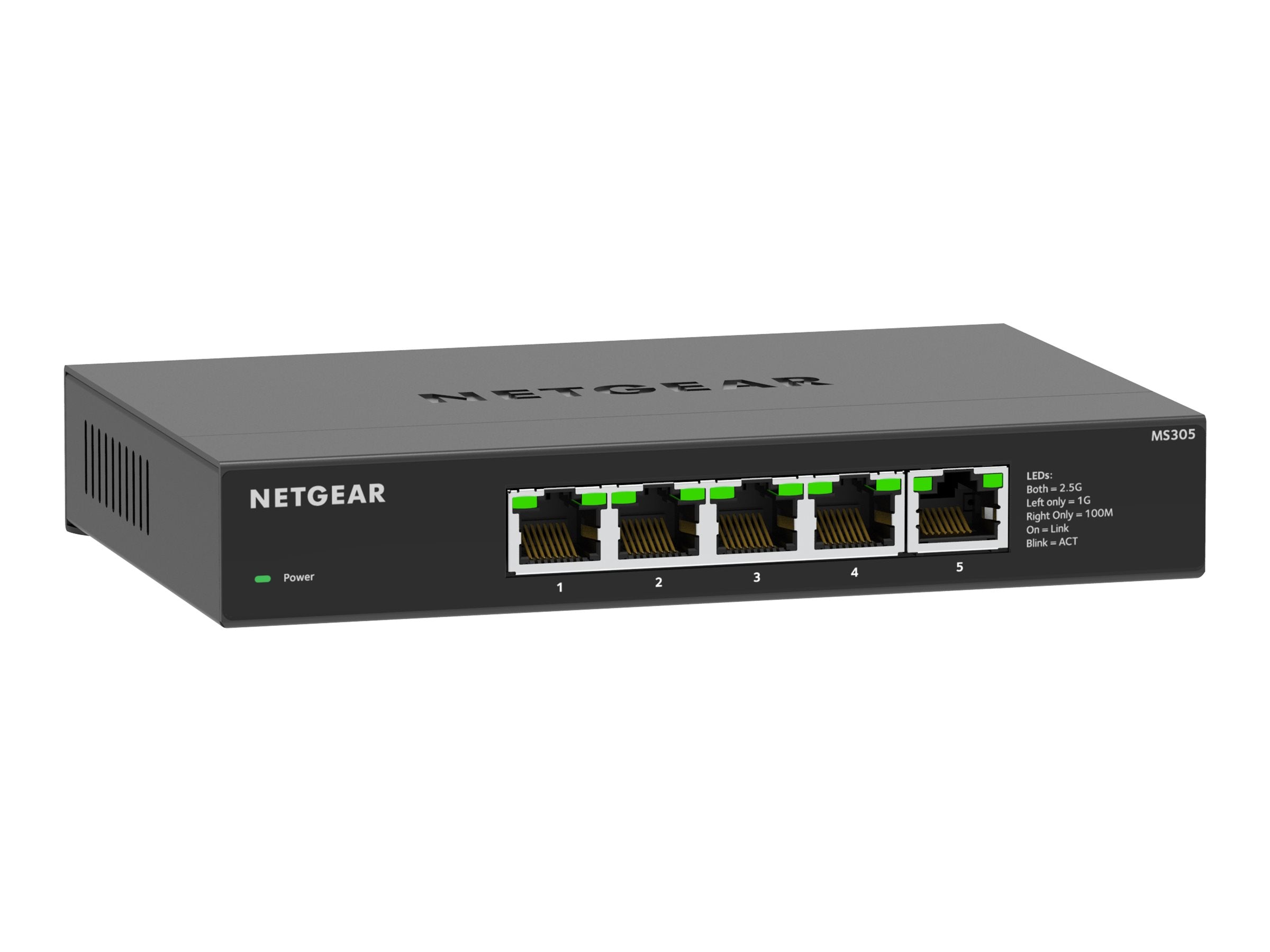 NETGEAR MS305 5-port multi-gig 2.5G Unmanaged Switch Metal Housing Fanless for Desktop and Wall Mounting