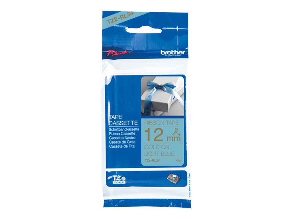 BROTHER P-Touch 12mm light blue/gold ribbon tape
