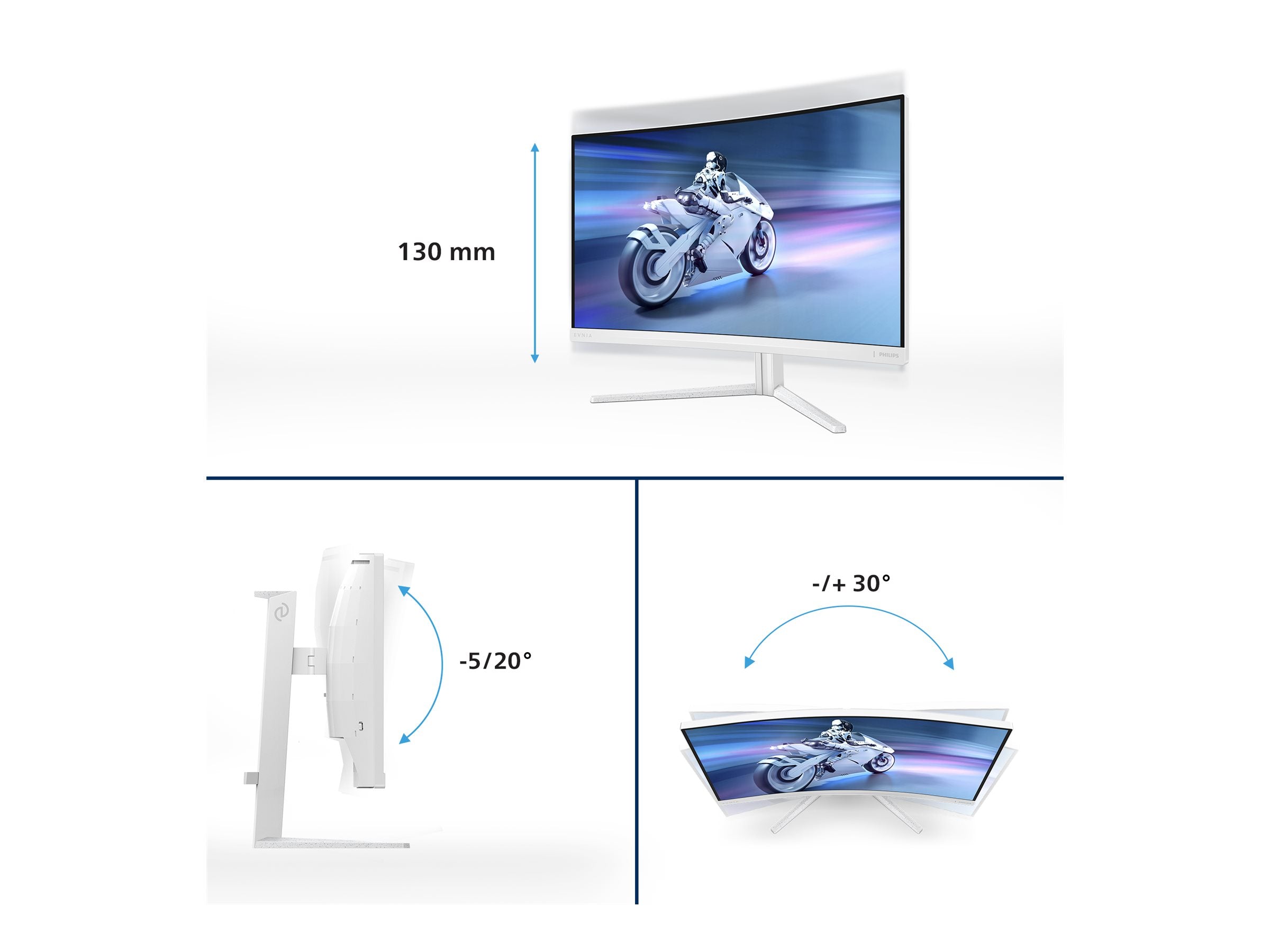PHILIPS 31.5p 2560x1440 VA Curved 1500R 130mm EVNIA 5000 Ambiglow Curved QHD 2K 180Hz Fast VA 1ms GtG HDR10
