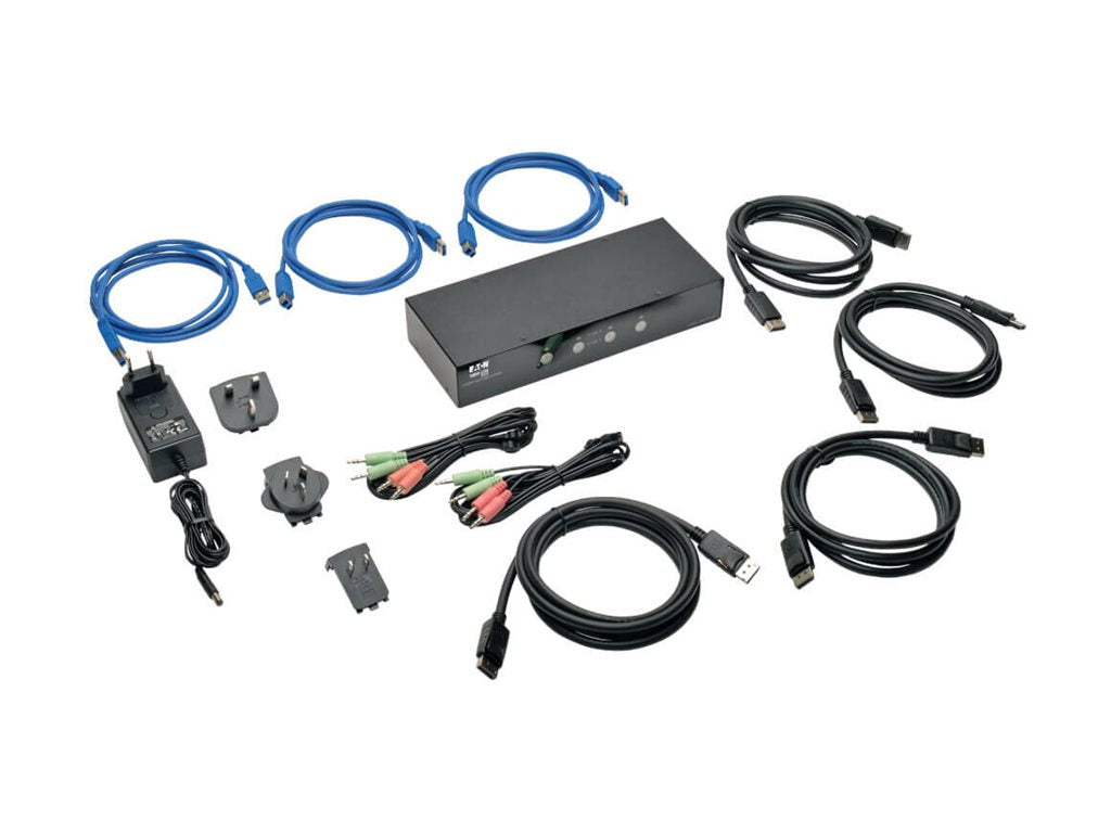 EATON TRIPPLITE 4-Port DisplayPort KVM Switch w/Audio Cables and USB 3.0 SuperSpeed Hub KVM audio USB switch 4xKVM audio