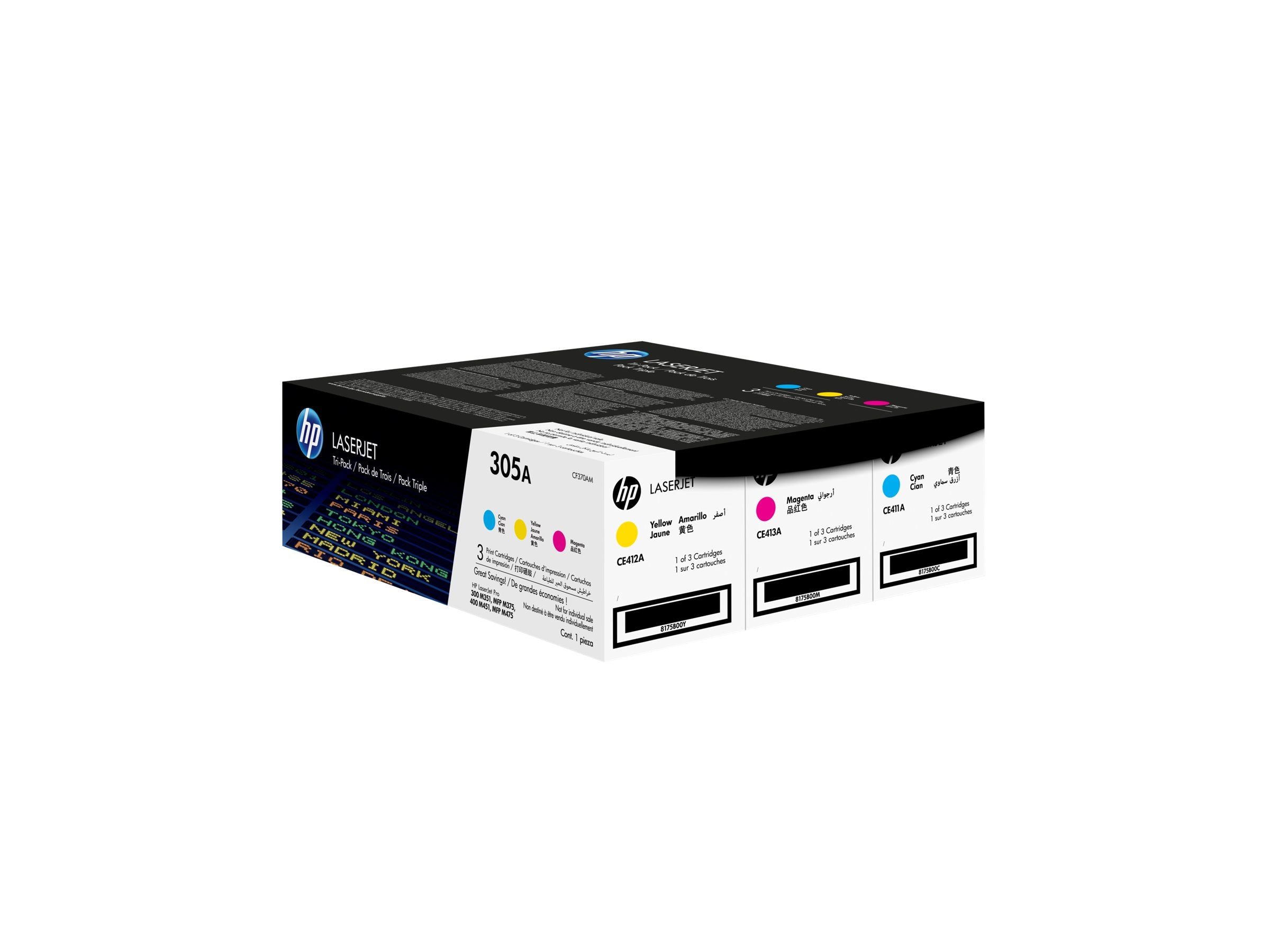 HP 305A original Toner cartridge CF370AM cyan magenta yellow standard capacity 2.600 pages 3-pack