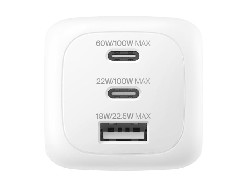 BELKIN BOOSTCHARGE 100w 2C1A Wall Charger with interchangable plug tips UK EU US