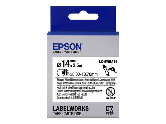 EPSON Ruban LK-6WBA14 - Gaine thermorétractable HST Noir/Blanc d14/2,5