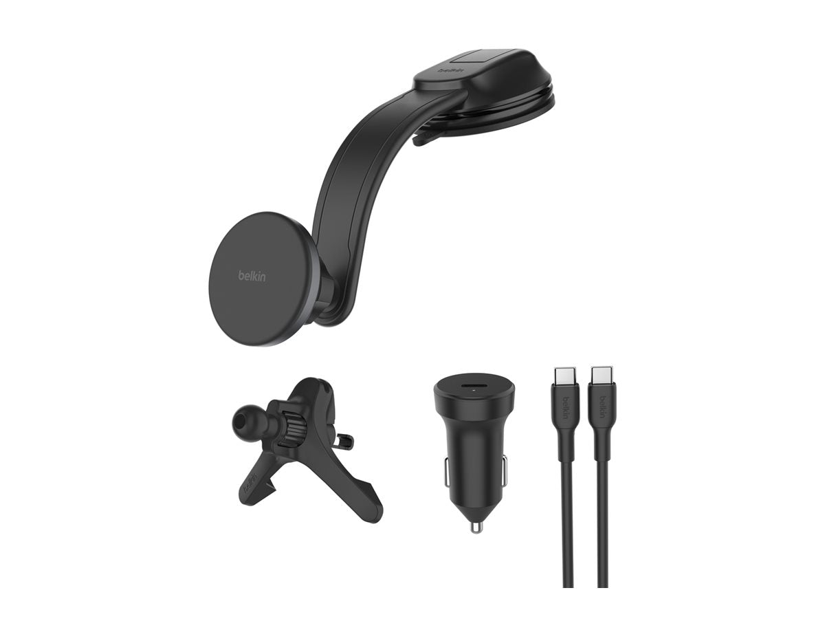 BELKIN 15W Qi2 Wireless In-Car Charger with Vent & Dash Mount + 30W CLA