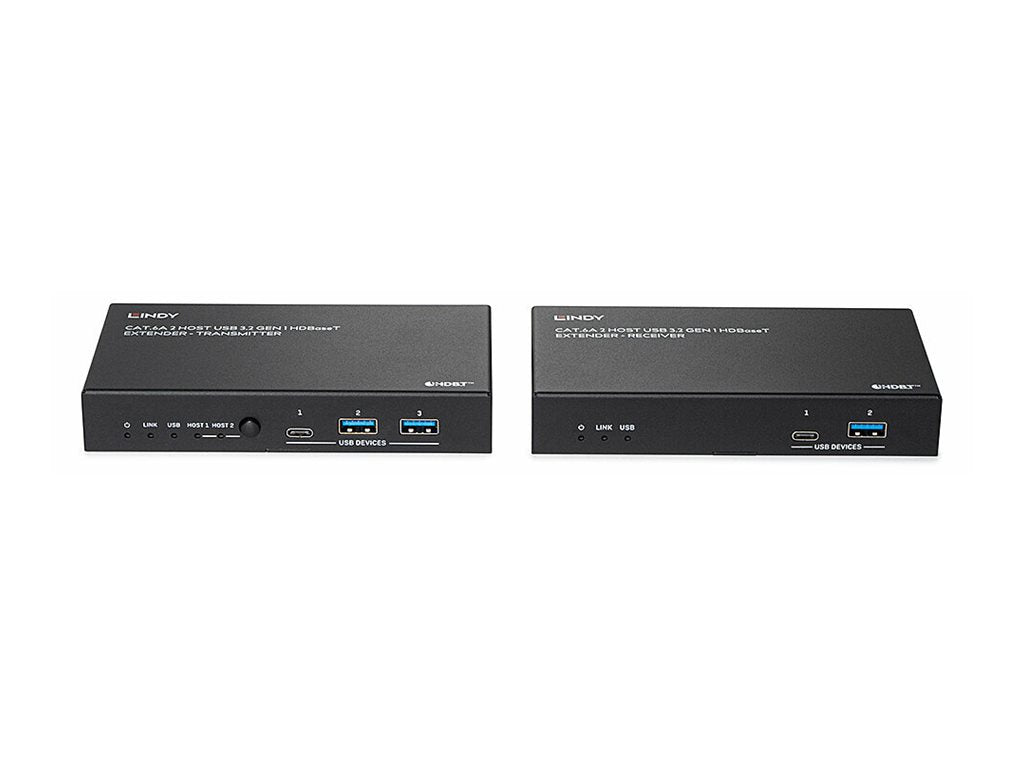 LINDY 100m Cat.6A 2 Port USB 3.2 Gen 1 HDBaseT Extender