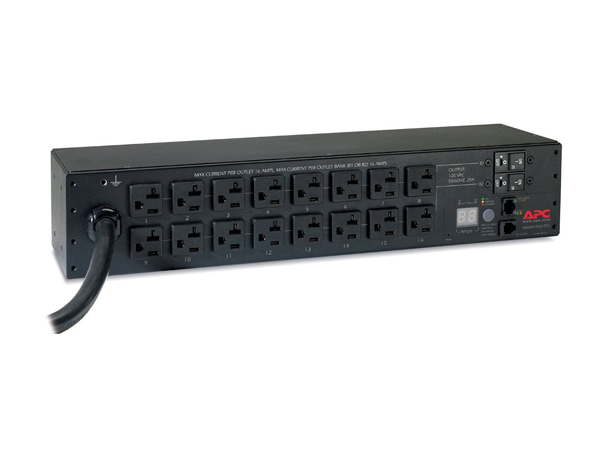 APC Metered Rack PDU AP7802B Rack AC 100/120V input NEMA L5-30 output connectors 16 NEMA 5-20 2U 3.65m cord