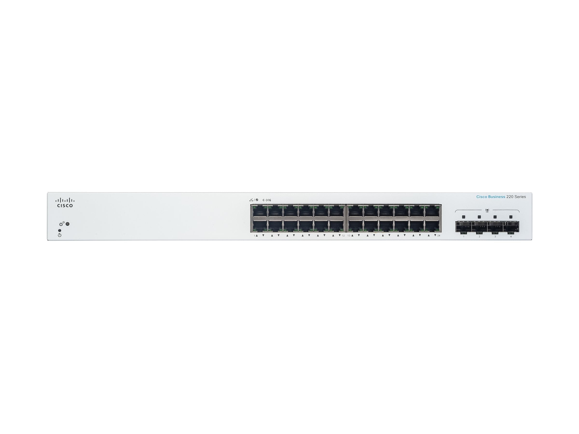 CISCO Business Switching CBS220 Smart 24-port Gigabit 4x1G SFP uplink
