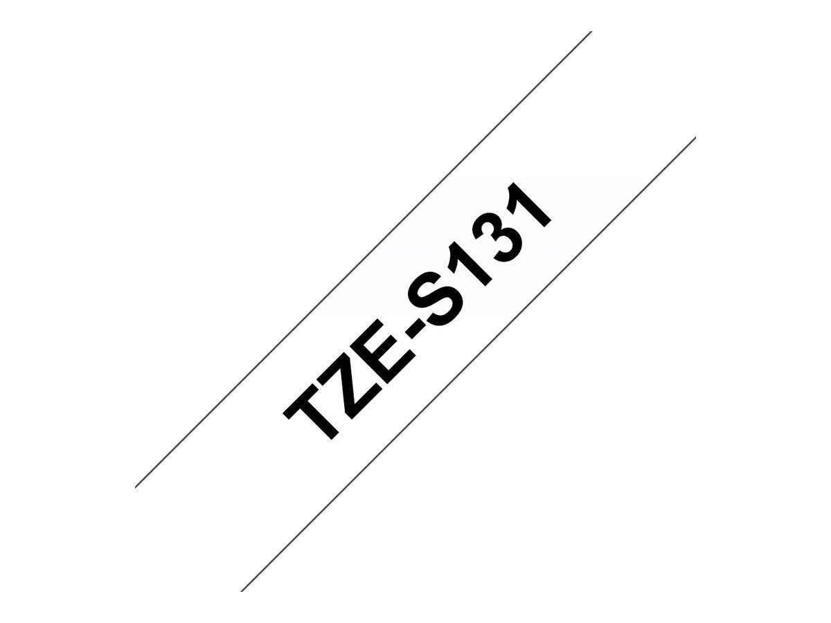 BROTHER P-TOUCH TZE-S131 noir sur clear 12mm extra gluant