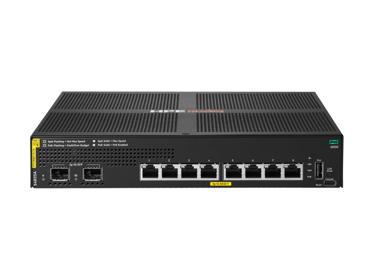HPE Aruba Networking CX 6000 8p 10M/100M/1G Class4 PoE 2p SFP 1G 67W Switch EU en