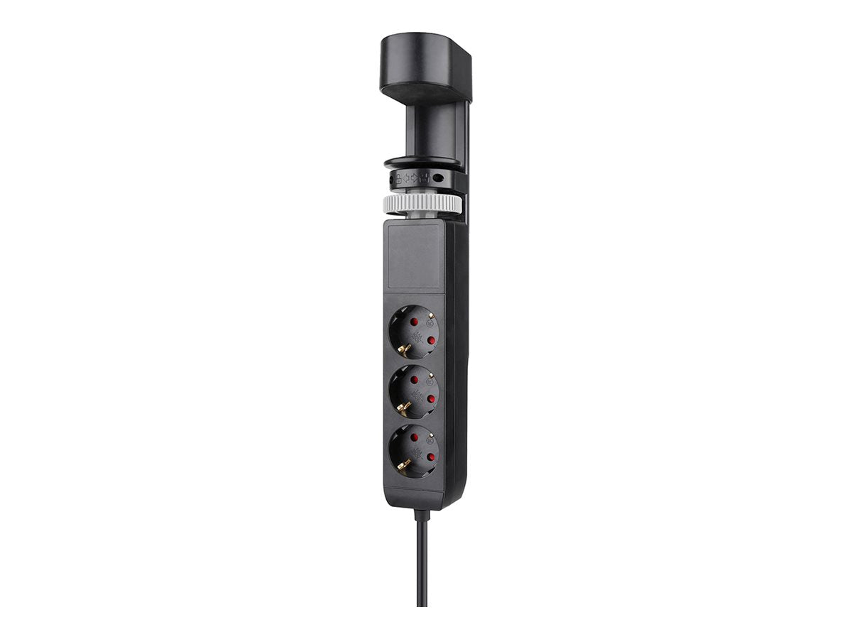 NEOMOUNTS VOLT Desk Clamp socket with Quick-charge USB Ports clamp 0-50mm 3x type-F 230V 1x USB-A 18W 2x USB-C 20W