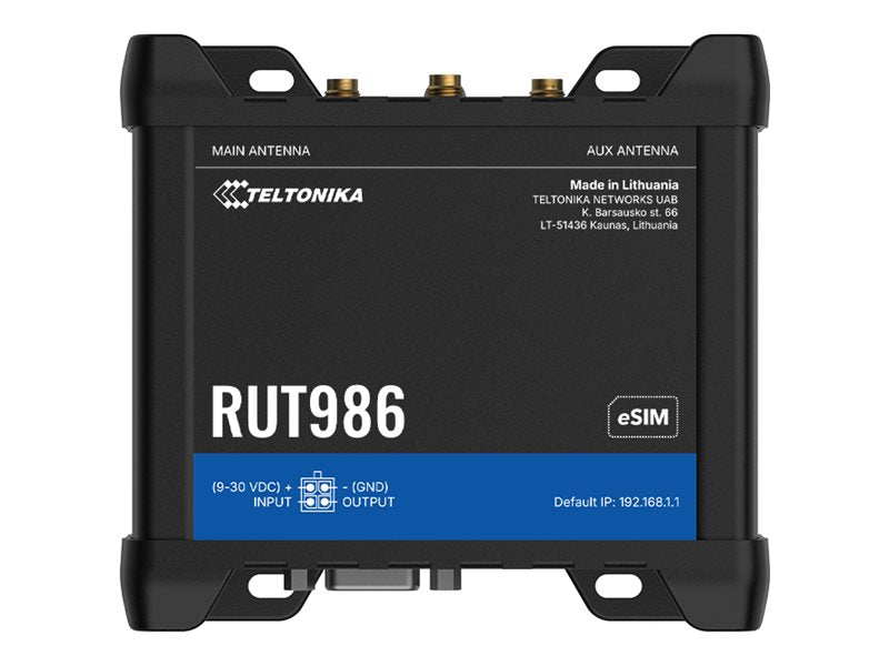 TELTONIKA NETWORKS RUT986 DUAL SIM eSIM 4G/LTE/GNSS RS232/RS485 ETH GLOBAL WiFi Router