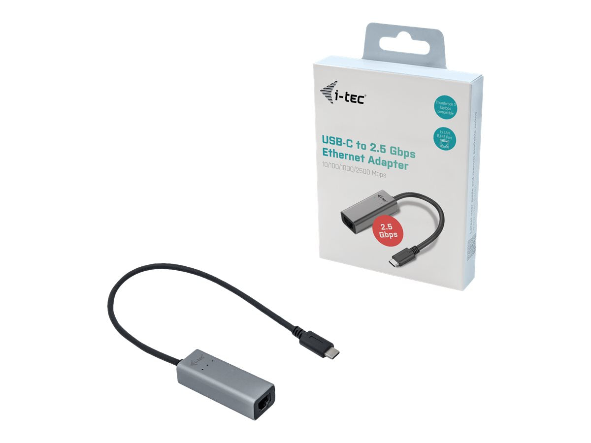 I-TEC USB-C Metal 2.5Gbps Ethernet Adapter 1x USB-C to RJ-45 LED compatible with Thunderbolt 3