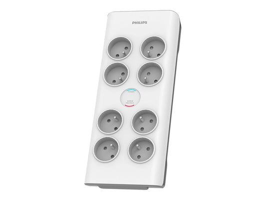 PHILIPS Rallonge multiprise parasurtenseur 8 prises 2m Blanc