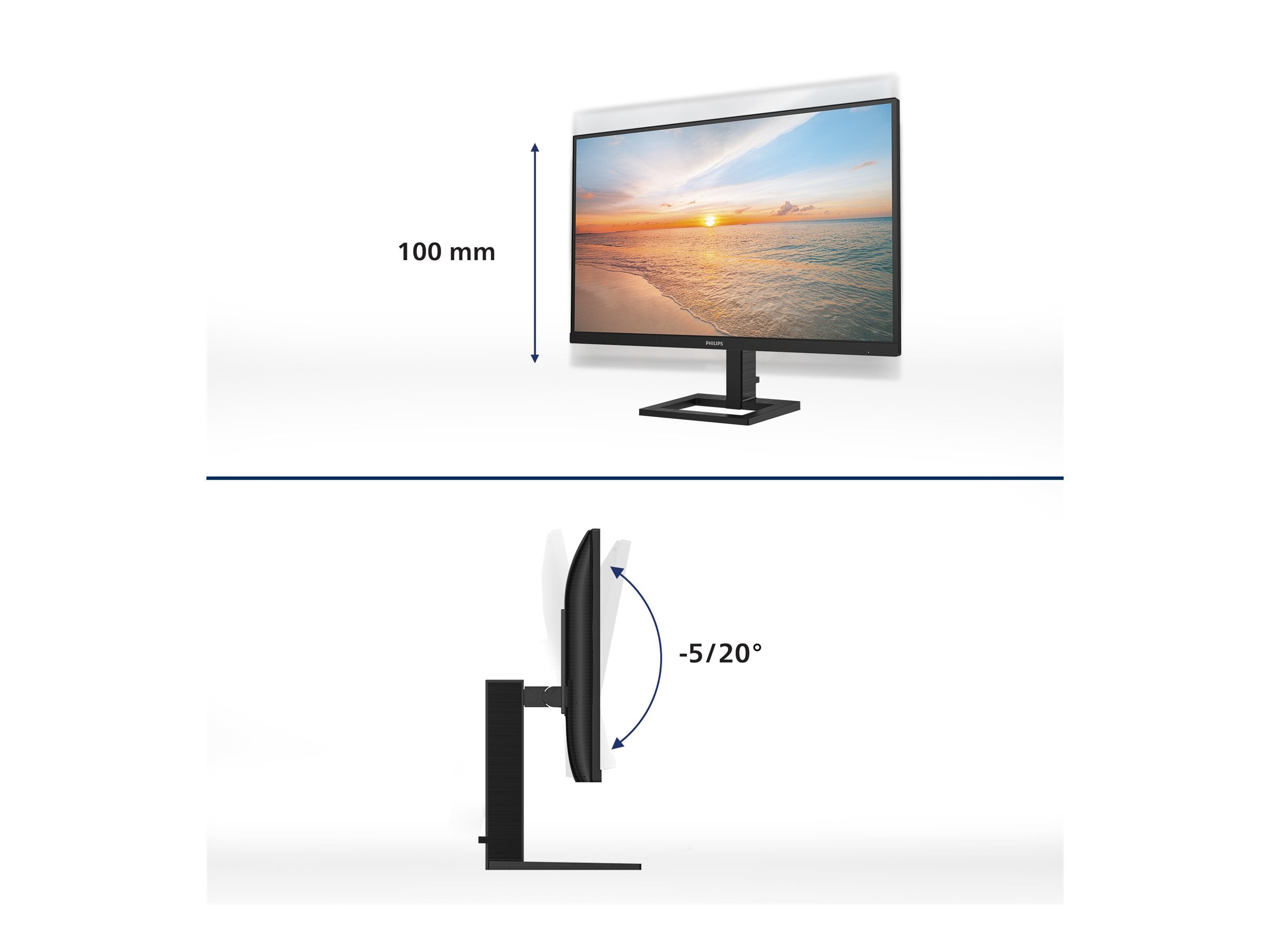 PHILIPS 27E1N1900AE/00 27p IPS 4K UHD 60Hz 350cd/m2 4ms 2xHDMI2.0 USB Type C PD65W USB HUB Speakers Height Adj.