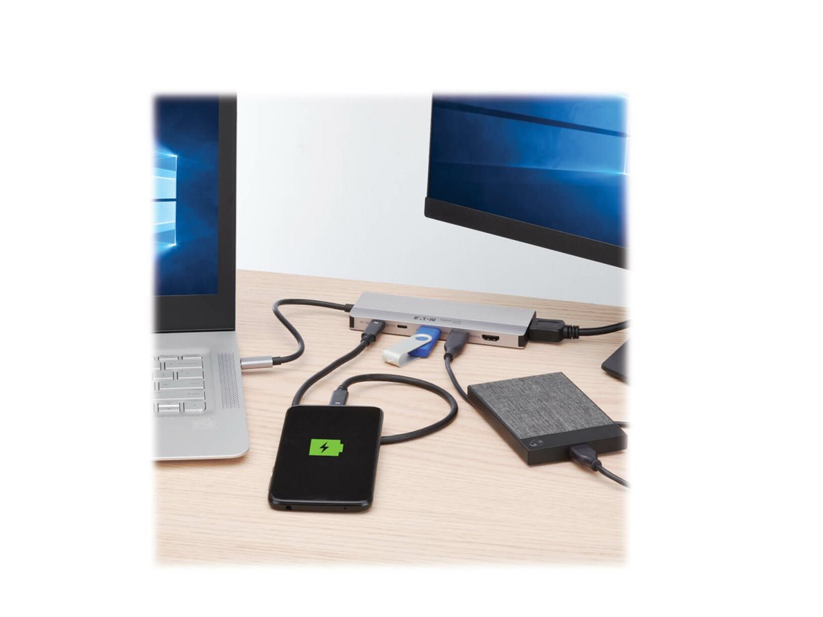 EATON Station daccueil de voyage Tripp Lite USB4 Multi-Display Vidéo 8K ou 4K/144Hz ports hub USB 3.2 Gen 2 10 Gbps recharge PD