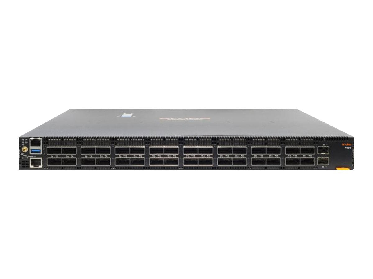 HPE Aruba 9300-32D 32p 100/200/400G QSFP-DD 2p 10G SFP+ Back-to-Front 6 Fans 2 AC PSU Bundle EU en