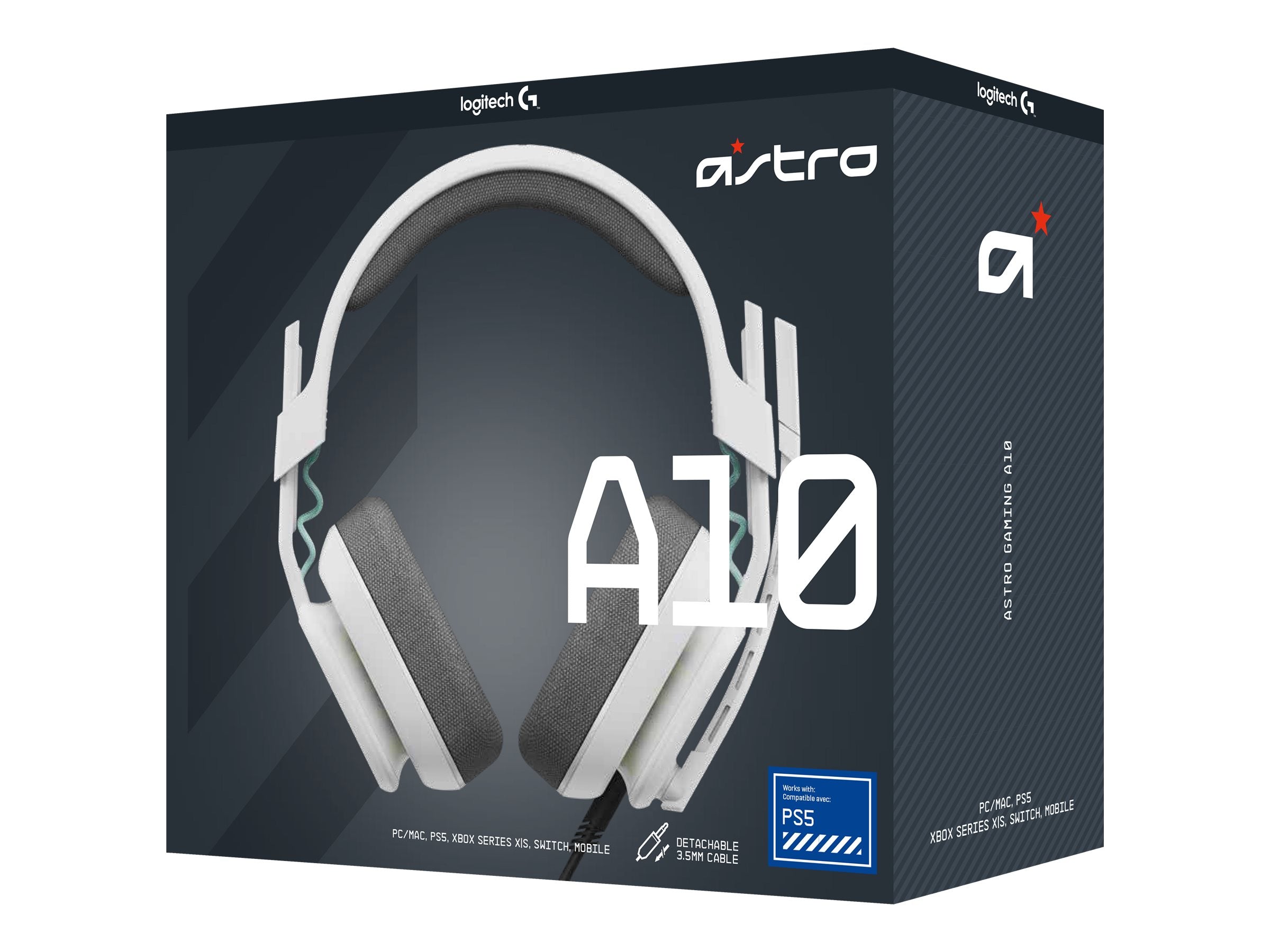 LOGITECH Astro Gaming A10 Gen 2 Headset full size wired 3.5 mm jack white/XB