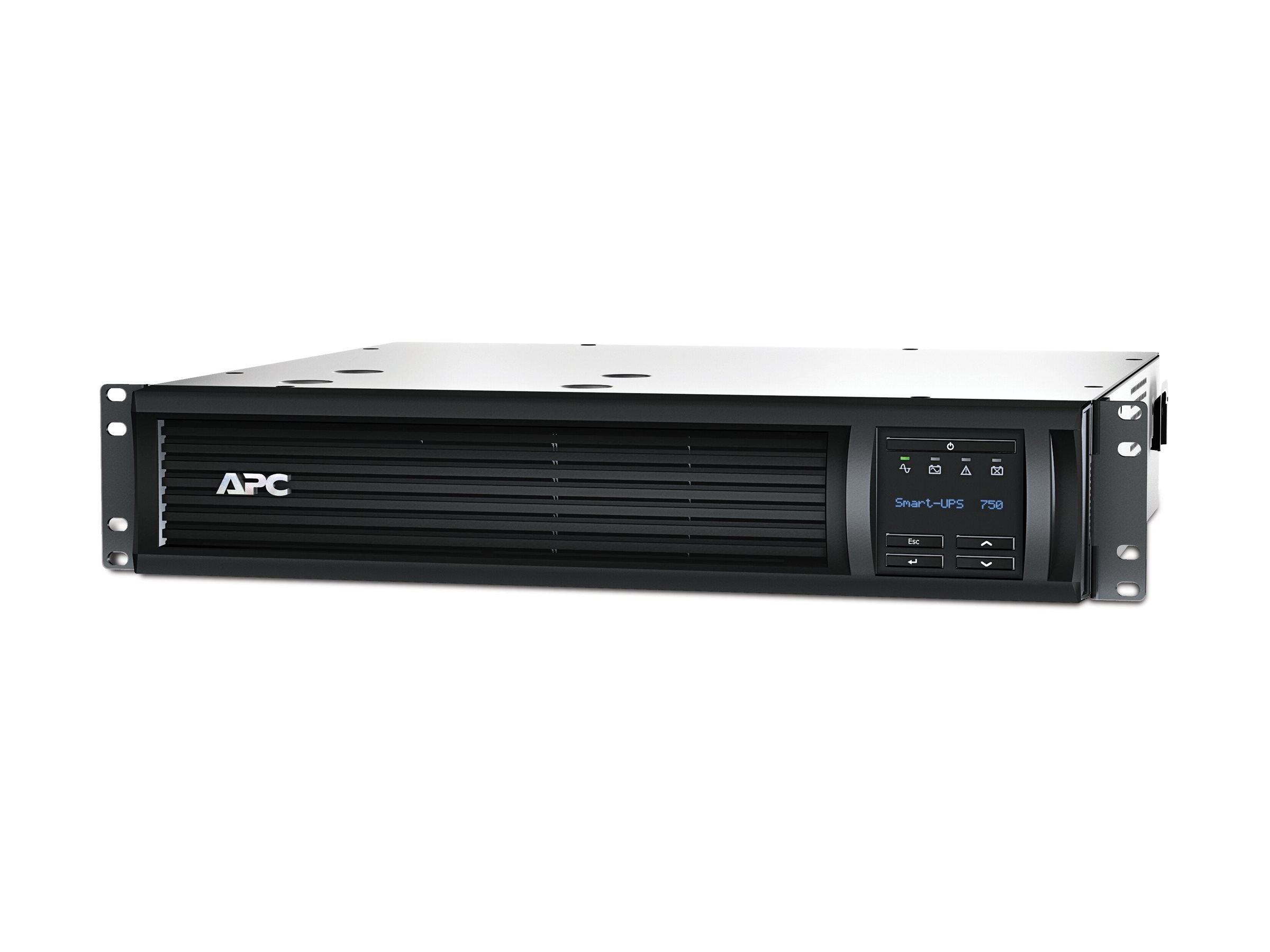 APC Smart-UPS 750VA LCD RM UPS rack-mountable AC 230V 500Watt 750VA Ethernet RS-232 USB output connectors 6 2U Black