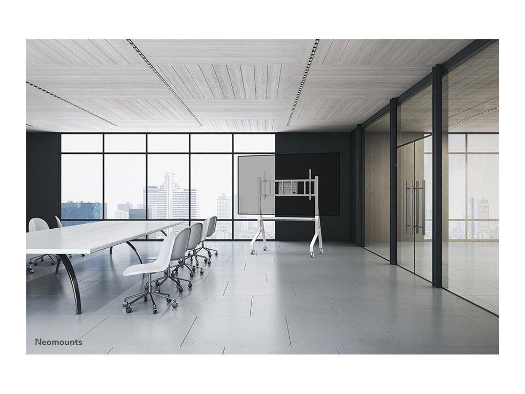 NEOMOUNTS FL50-575WH1 Support au sol mobile pour écran 65-110p - étagère multimédia incluse - installation rapide - TÌV