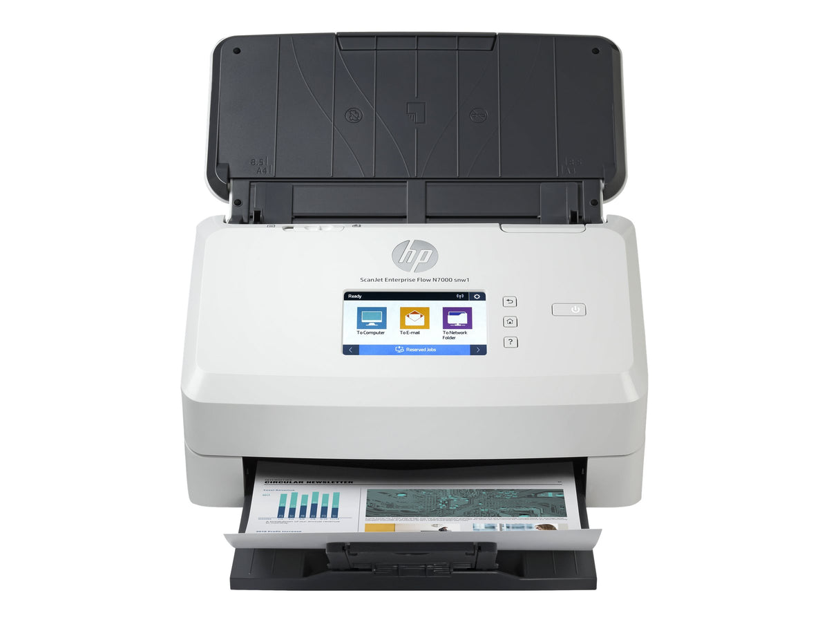 HP ScanJet Enterprise Flow N700 de document scanner CMOS CIS Duplex 216x3100mm 600x600dpi 75ppm ADF 80sheets 7500scans LAN Wi-Fi
