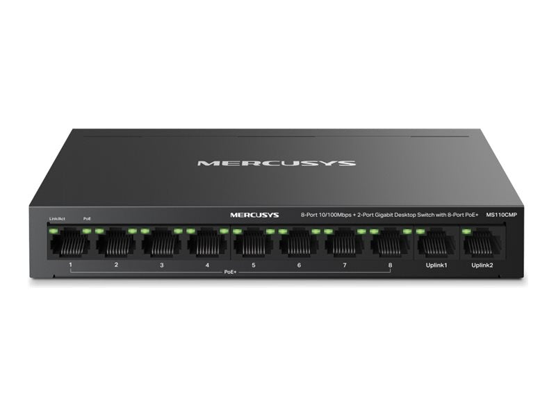 TP-LINK 8-Port 10/100Mbps + 2-Port Gigabit Desktop Switch with 8-Port PoE+