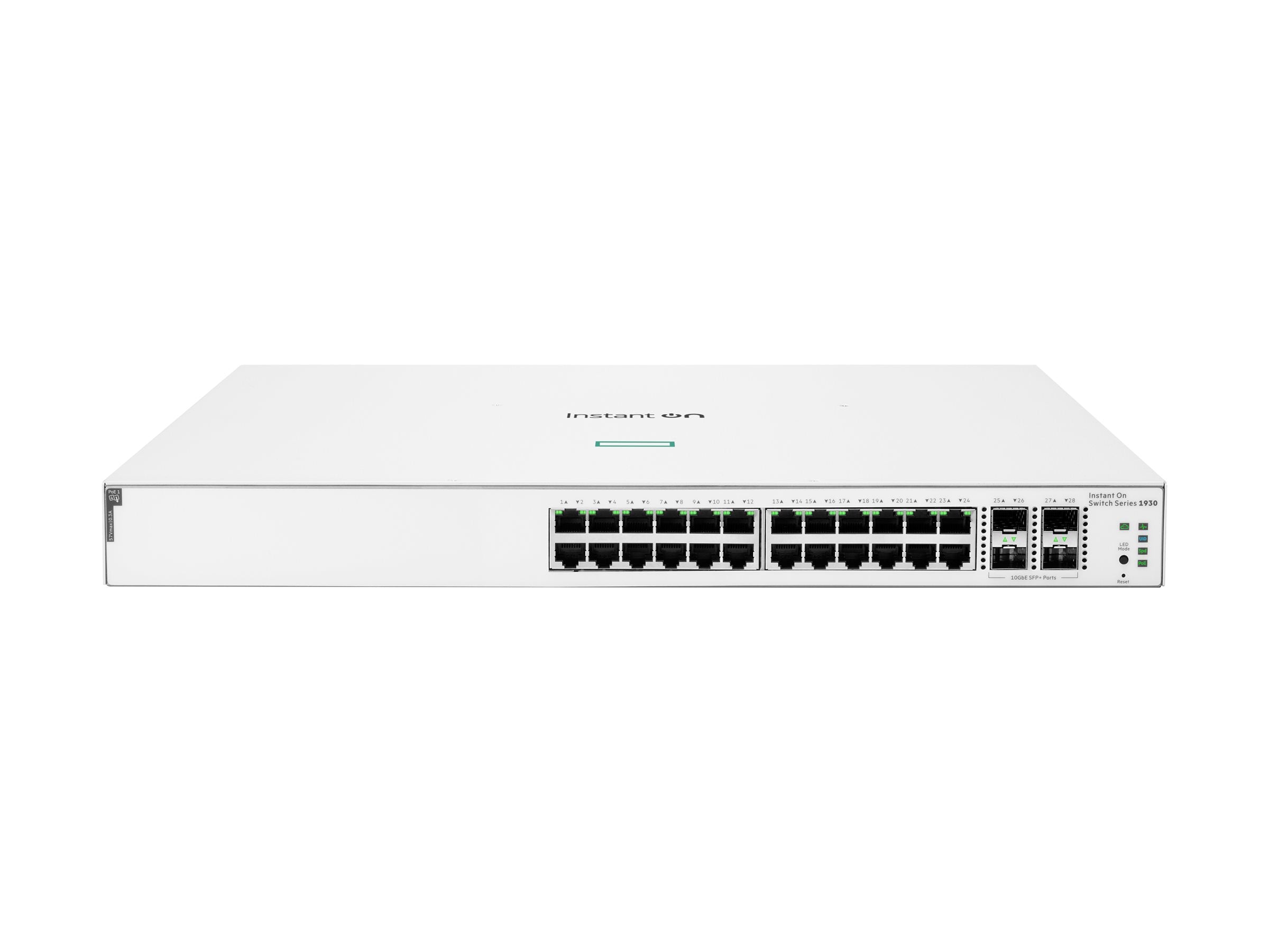 HPE Networking Instant On 1930 24G Class4 PoE 4SFP/SFP+ 195W Switch Commutateur C3 Géré 24 x 10/100/1000 PoE+4 x 1 Gigabit/10 Gb