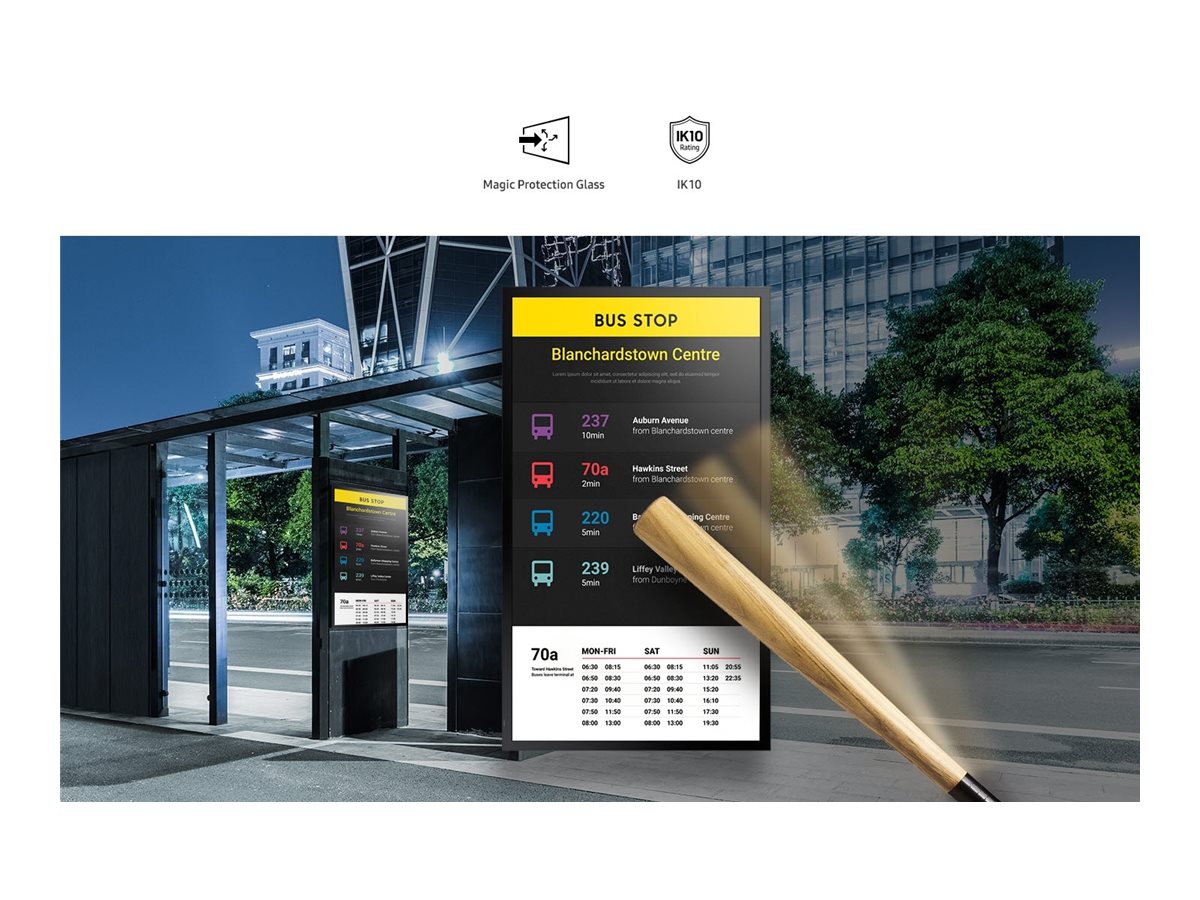 SAMSUNG OH24B Outdoor LCD 24p FHD 16:9 IP56 rated display kit with protection glass 1500nits 2xUSB 2.0 RJ45 HDMI