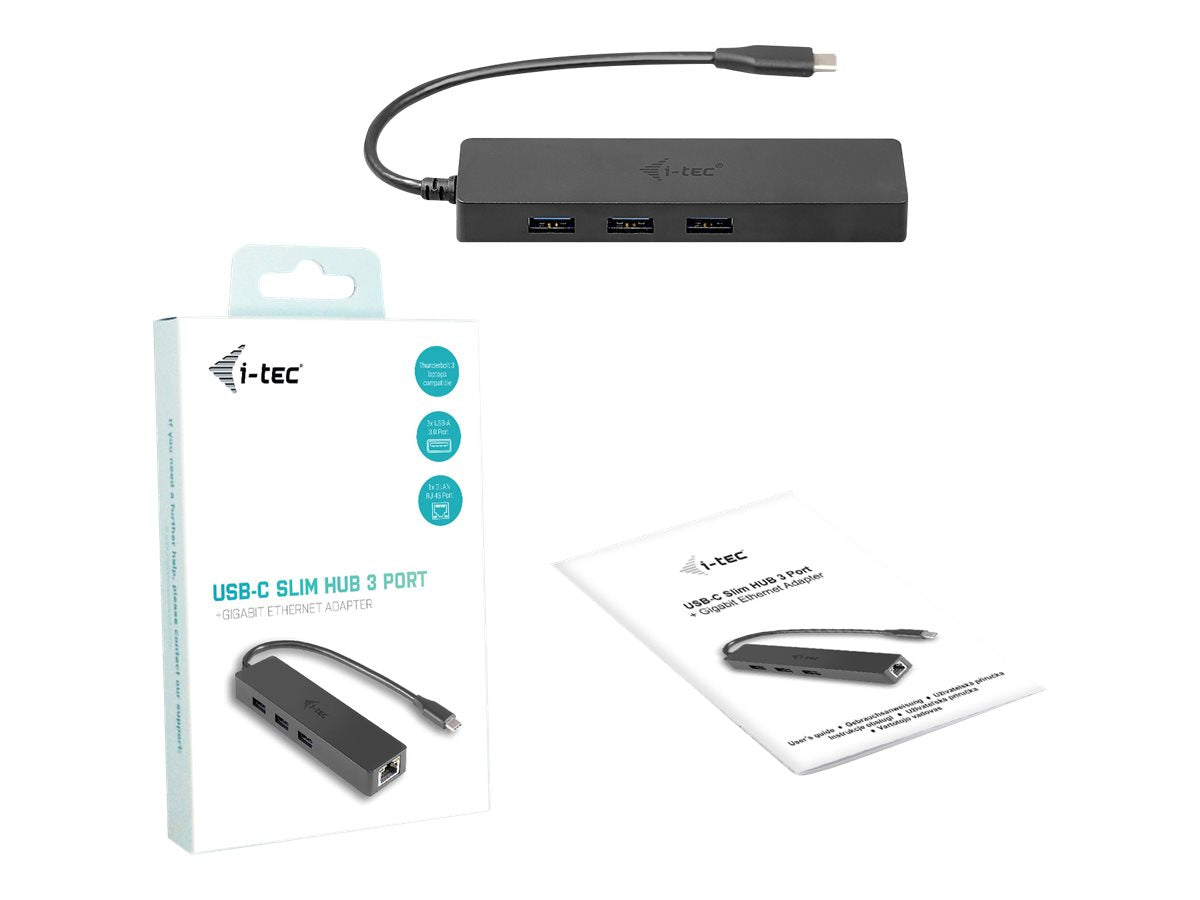 I-TEC USB C Slim HUB 3 Port with Gigabit Ethernet Adapter ideal for New Macbook Macbook Pro 2016 etc. compatible with Thunderbolt 3