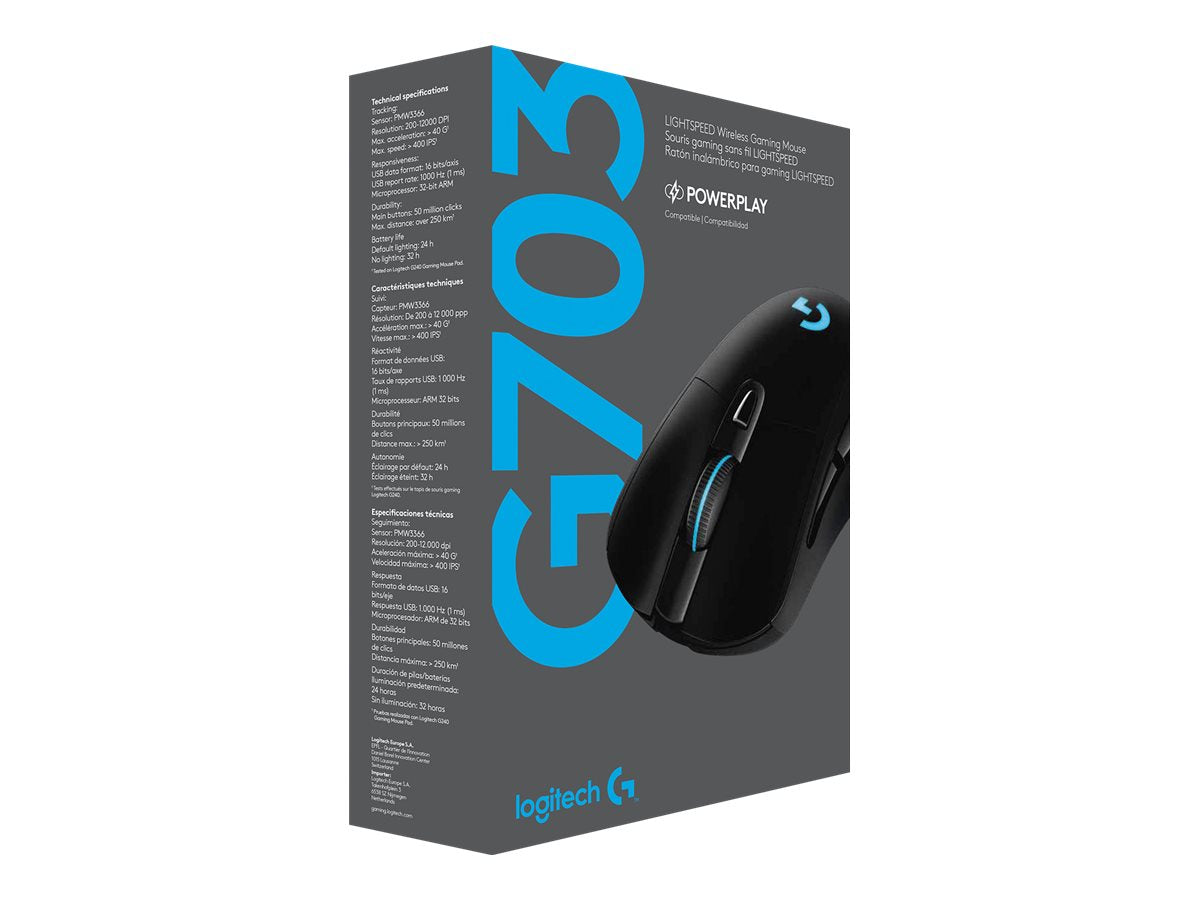 LOGITECH Wireless Gaming Mouse G703 LIGHTSPEED with HERO 16K Sensor Mouse optical 6 buttons wireless wired USB 2.4 GHz USB