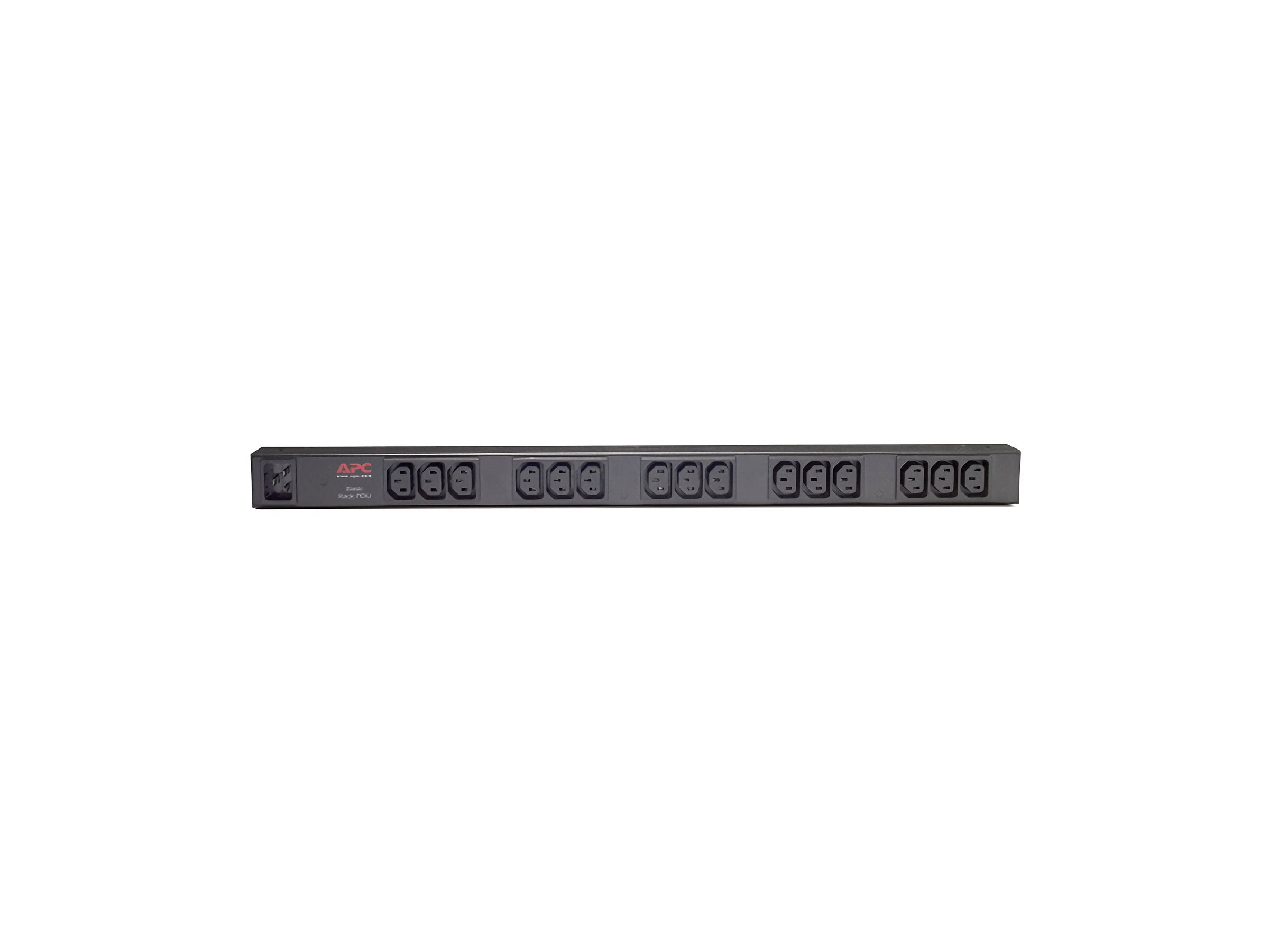 APC Basic Rack PDU Zero U Rack AC 120/208/230V input IEC 60320 C20 output connectors 15 power IEC 60320 C13 0U 2.4m cord BK