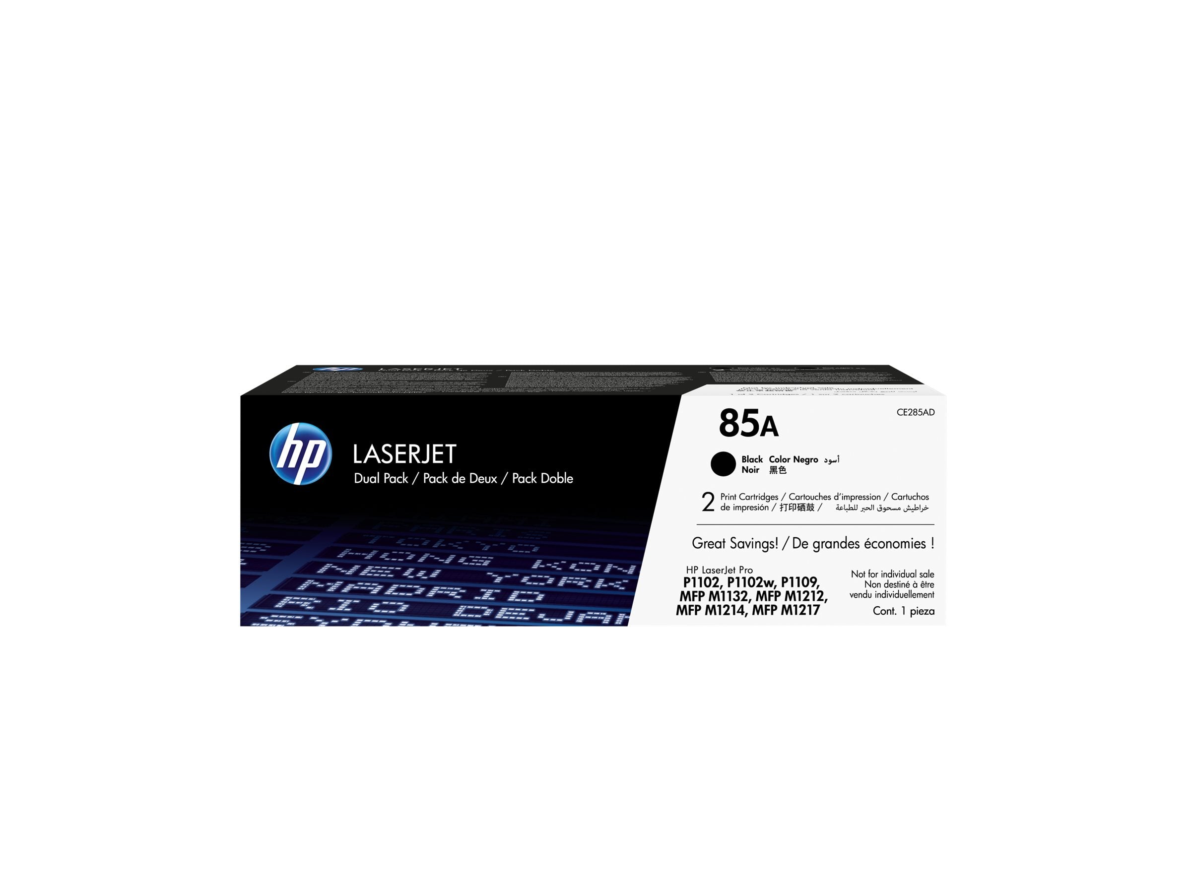 HP 85A original LaserJet Toner cartridge CE285AD black standard capacity 1.600 pages 2-pack