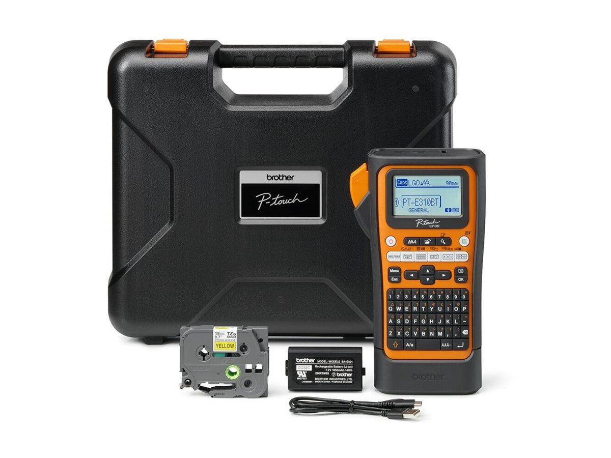BROTHER Bluetooth connectable electrician labeling machine 18mm ribbon max QWERTY keyboard delivered with case