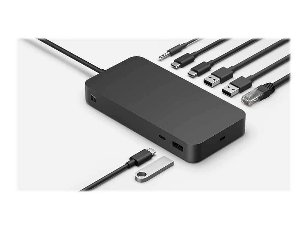 MICROSOFT Surface - Dock Thunderbolt 4 - Station daccueil - 3xUSB-C - 3xUSB 3.2 - Ethernet - Audio Jack - GigE - 165W - Noire