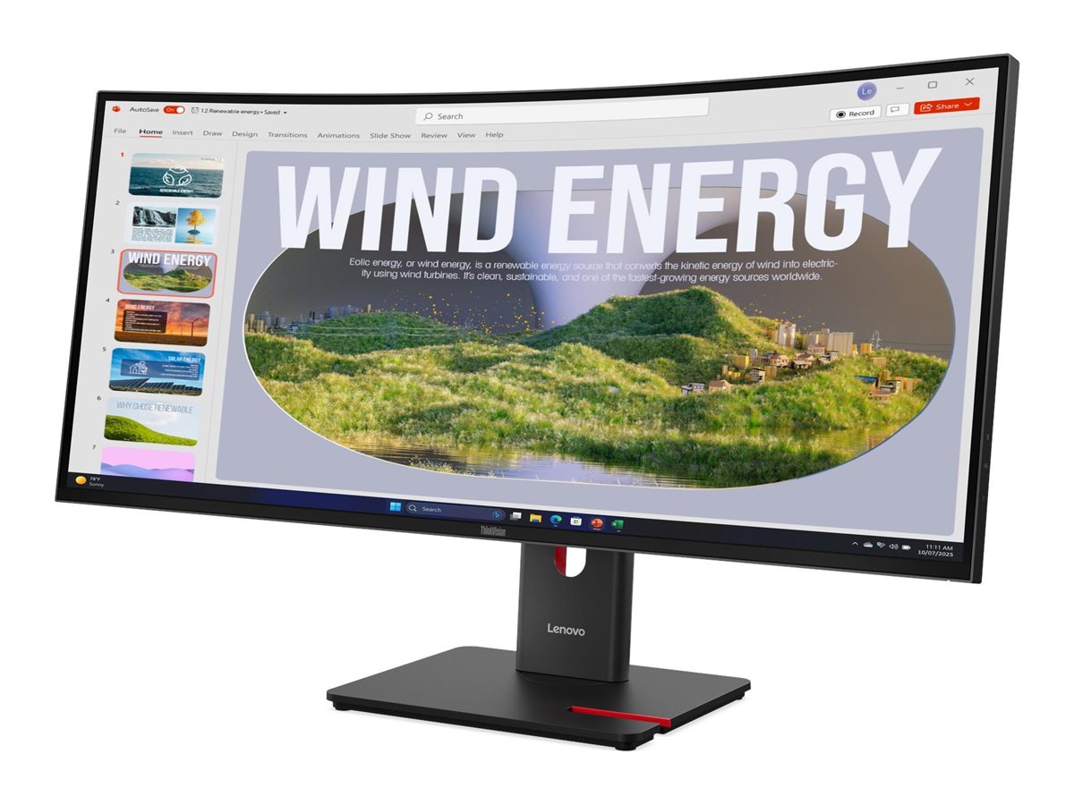 LENOVO ThinkVision T34WD-40 LED Écran curved 34p 3440x1440 UWQHD 120Hz VA 300cd/m2 3000:1 HDR10 4ms HDMI DisplayPort USB-C 3y