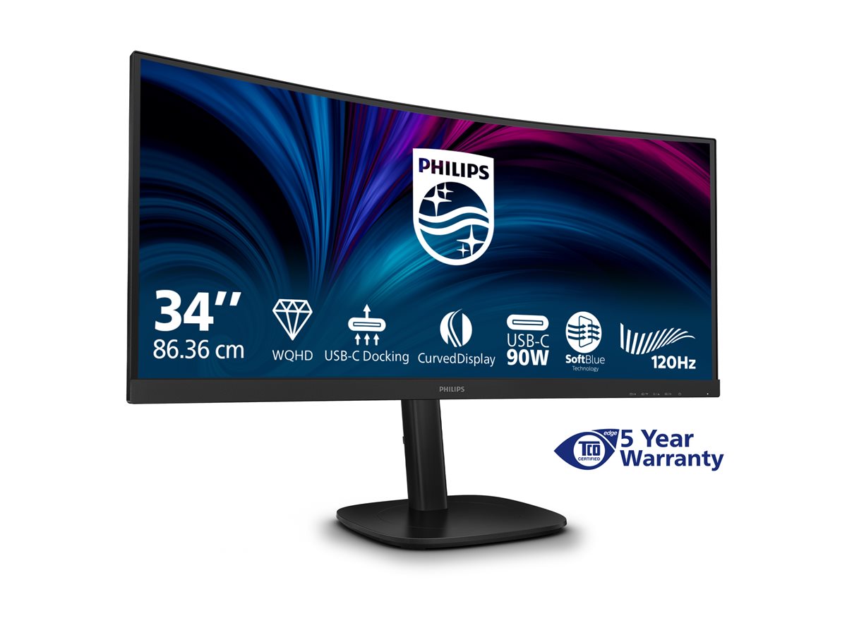 PHILIPS 34B2U3600C/00 34inch Curved Monitor 3440x1440 HDMI DP RJ-45 USB USB-C DOCK 90W