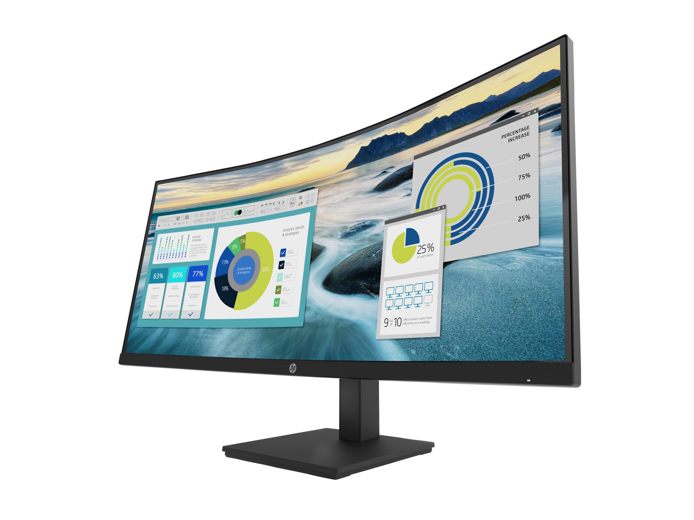HP Écran incurvé P34hc G4 WQHD 34p WQHD 3440x1440 HDMI USB-C USB port USB hub DisplayPort 3/3/0