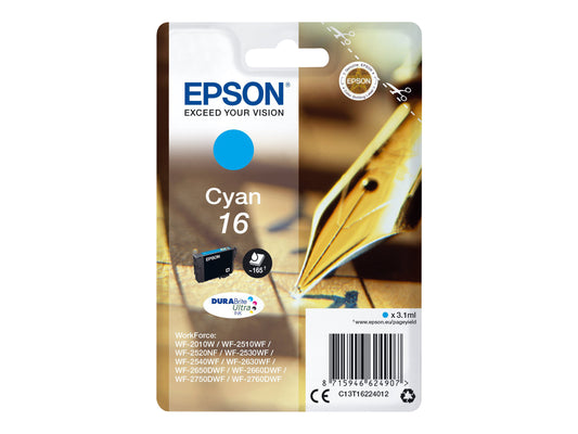 EPSON 1LB 16 ink cartridge cyan standard capacity 3.1ml 165 pages 1-pack RF-AM blister w/s
